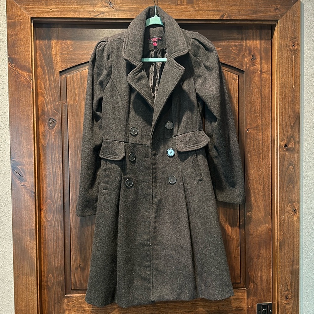 Women’s New Look wool trench Coat Medium dark gray / black